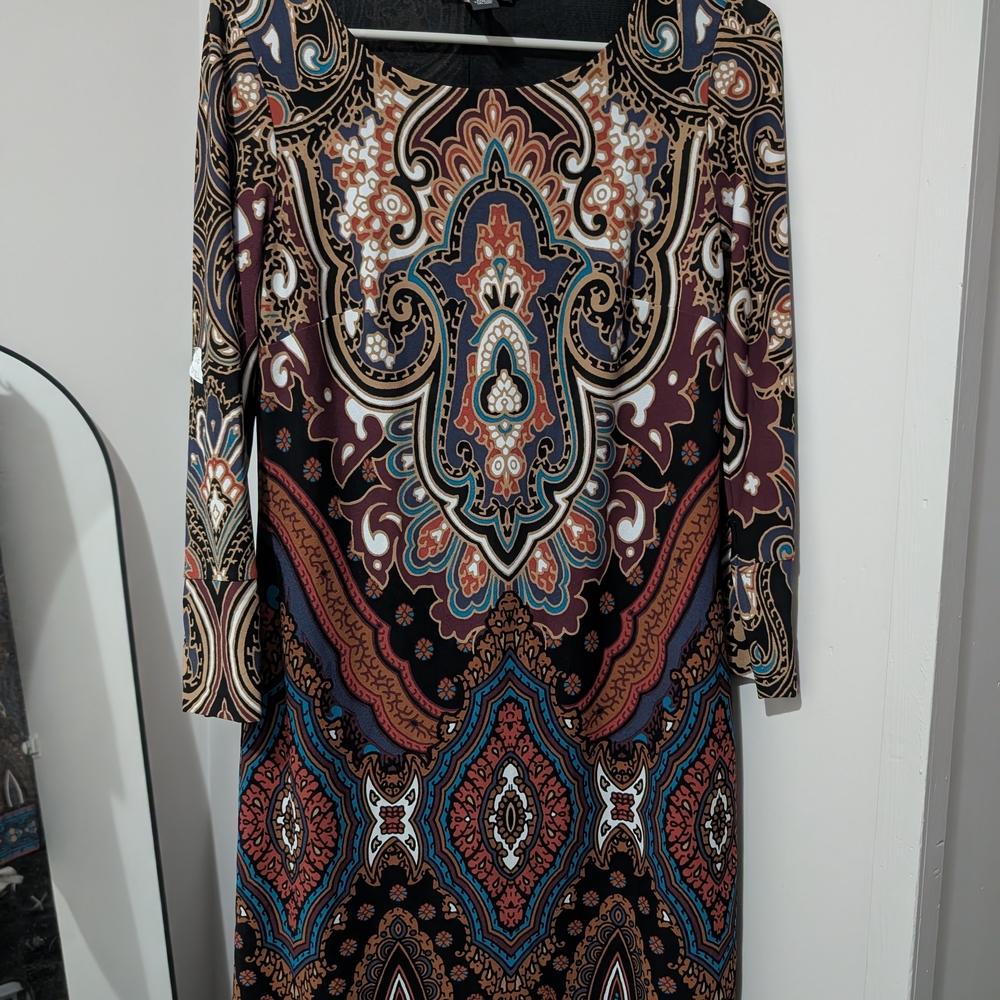 Elegant Multicolor Paisley Dress